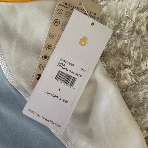 Spiritual Gangster Indie Color Block Crop Sport Bra Windsurfer and Yellow - Picture 2 of 2